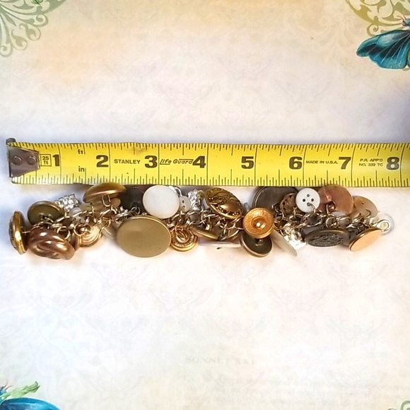 Vintage Rhinestone Pearl Button Charm Bracelet - Picture 11 of 12